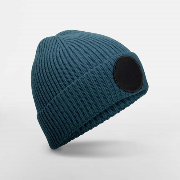 Circular fashion patch beanie