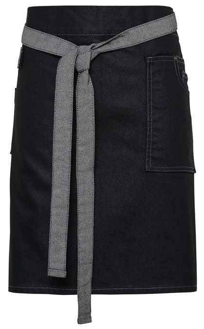 Division waxed-look denim waist apron