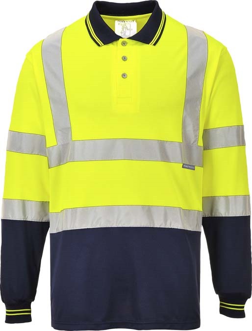 Hi-vis two-tone long sleeve polo shirt (S279)